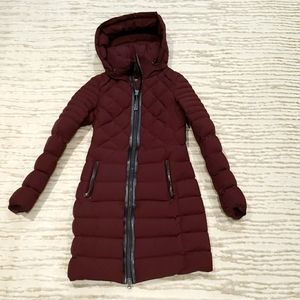 Burgundy coloured Mackage Down Jacket. Size: XS.